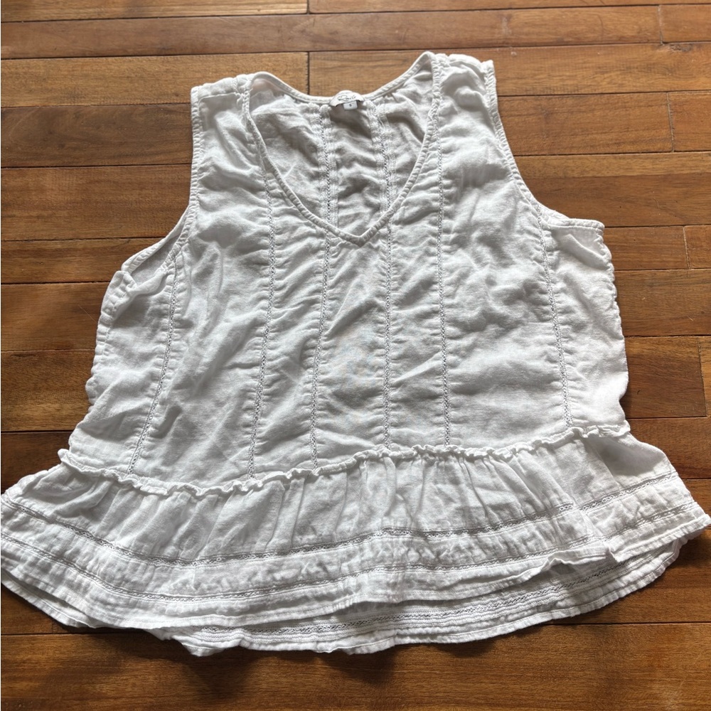 Rails Ladies White Sleeveless Ruffle Top Size Small